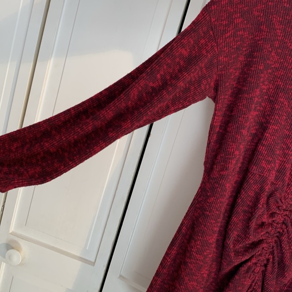 Xhilaration Red Ruched Bodycon Sweater Dress with Long Dolman Sleeves EUC - Picture 8 of 12